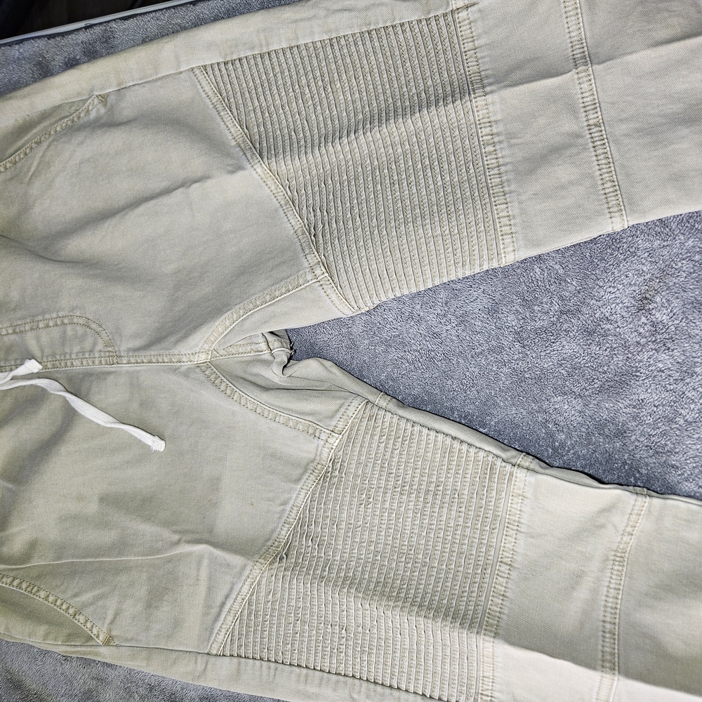 Beige Biker Style Joggers